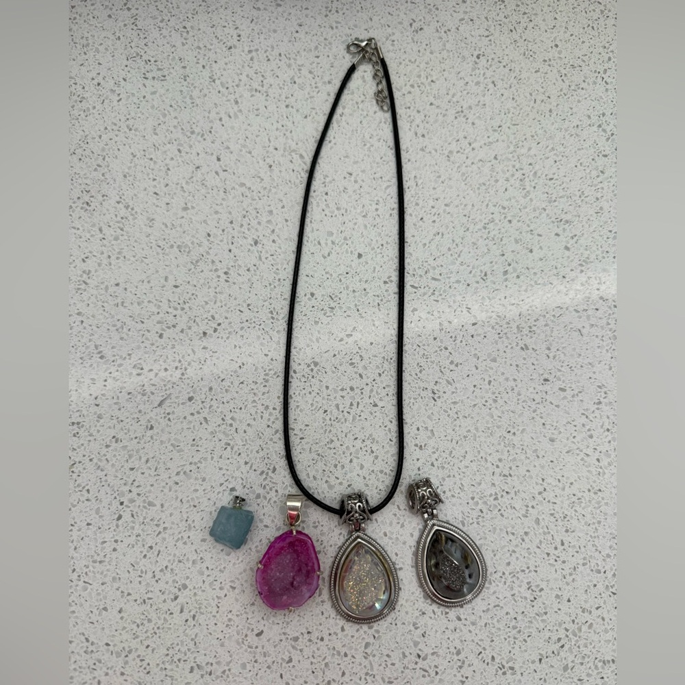 Druzy Pendant and Necklace Bundle